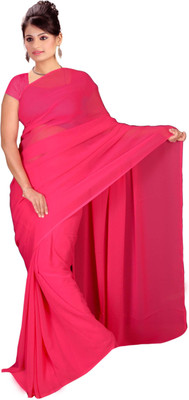 

Vardan Prints Plain Fashion Georgette Saree(Pink)