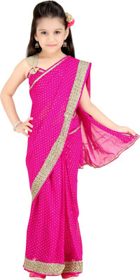 

Bhartiya Paridhan Polka Print Fashion Chiffon Saree(Pink