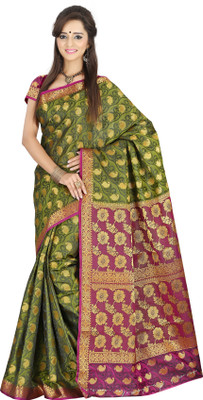 Mimosa Woven Kanjivaram Handloom Art Silk Saree(Green) available at flipkart for Rs.1599