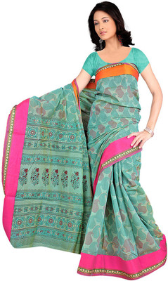 

Desi Butik Embroidered Fashion Chanderi Saree(Blue)
