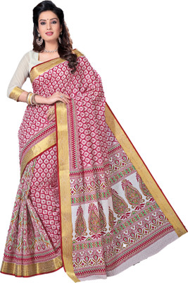 

M.S.Retail Printed Gadwal Cotton Saree(Red)