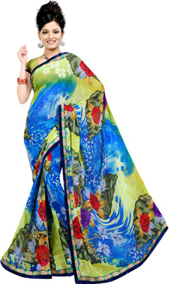 

Avaran fashion Printed Bollywood Chiffon Saree(Pink), Off white