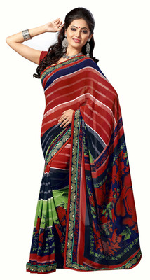 

Khoobee Printed Fashion Georgette Saree(Red, Multicolor), Multicolor;red