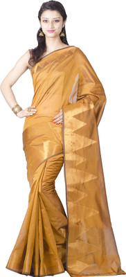 Chandrakala Solid Banarasi Silk Saree(Gold)