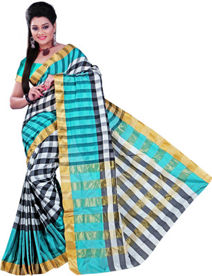 

Weavedeal Embellished Banarasi Cotton Saree(Light Blue)