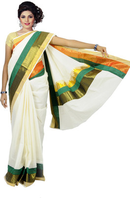 

Fashionkiosks Self Design Balarampuram Handloom Cotton Saree(Multicolor), Cream