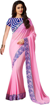 

Parisha Embroidered Fashion Georgette Saree(Pink), Light pink