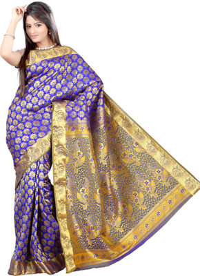 Mimosa Woven Kanjivaram Handloom Art Silk Saree(Blue) available at flipkart for Rs.1999