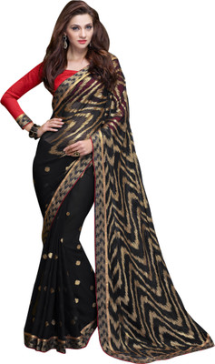 Brijraj Embellished Fashion Chiffon Saree(Black)