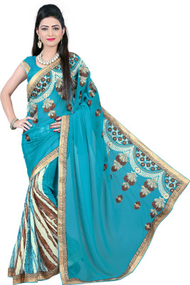 

Khoobee Self Design, Embroidered Fashion Georgette Saree(Blue, Multicolor)
