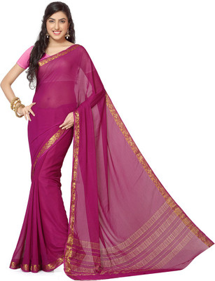 

Rani Saahiba Solid Bollywood Chiffon Saree(Magenta