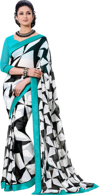 

Brijraj Printed Fashion Georgette Saree(Black, White)