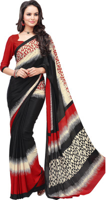

Kanheyas Printed Fashion Handloom Chiffon Saree(Black, Multicolor), Black red multicolor