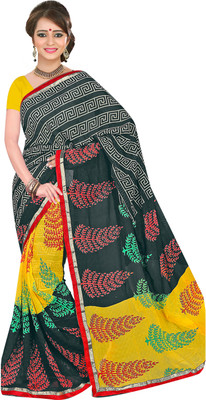 

Khoobee Self Design, Printed, Embellished Fashion Georgette Saree(Black, Multicolor)