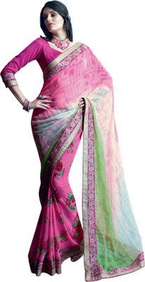 

Valeska Printed Fashion Chiffon, Georgette Saree(Pink)