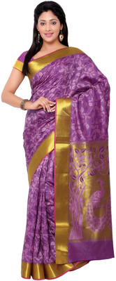 

Varkala Silk Sarees Woven Kanjivaram Saree(Purple), Lavender