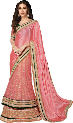 

Desi Butik Embroidered Fashion Chiffon, Net Saree(Pink)