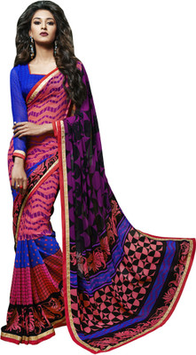 

Khushali Self Design, Printed Fashion Georgette Saree(Pink, Dark Blue, Multicolor), Dark blue;multicolor;pink