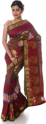 

Mahaveersilkcreations Woven Kanjivaram Handloom Silk Saree(Multicolor), Multi indigo