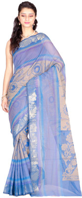 

Chandrakala Self Design Banarasi Cotton Saree(Multicolor), Blue