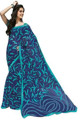 

Indian Wear Online Printed Fashion Pure Chiffon Saree(Multicolor)