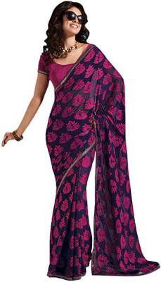 

Indian Wear Online Printed Fashion Pure Chiffon Saree(Pink)