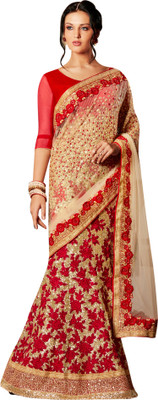 

Brijraj Embroidered Fashion Net, Georgette Saree(Beige)
