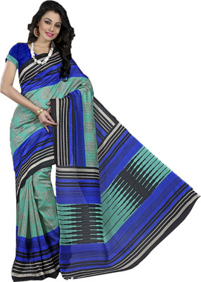 

Ishin Printed Fashion Art Silk Saree(Green), Green & blue