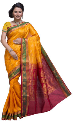

Ishin Printed Fashion Poly Silk Saree(Yellow)