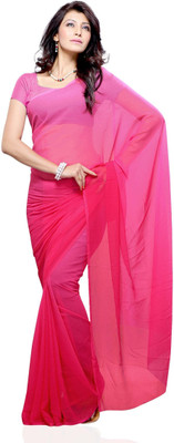 

JTInternational Solid Fashion Georgette Saree(Pink)