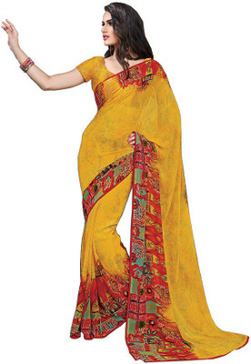 

Indian Wear Online Printed Fashion Pure Chiffon Saree(Multicolor), Multicolor552