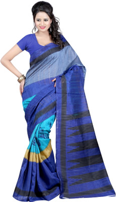 

Indrani Solid, Printed Bollywood Georgette Saree(Blue, Black), Multicolor