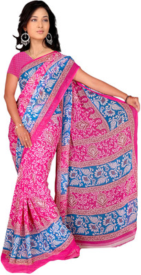 

Vardan Prints Printed Bollywood Chiffon Saree(Pink, Blue), Blue;pink