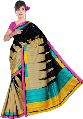 

Manthan Printed Daily Wear Art Silk Saree(Black, Beige)