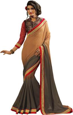 

Lovelylook Embroidered Fashion Georgette Saree(Multicolor), Choclate & gray