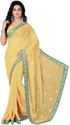 

Vishakha Fashion Embroidered Fashion Georgette Saree(Beige)