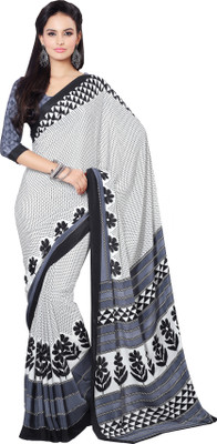 

Kanheyas Graphic Print Fashion Handloom Chiffon Saree(White), Multicolor