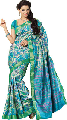 

Roopkala Silks Printed Fashion Dupion Silk Saree(Light Blue)