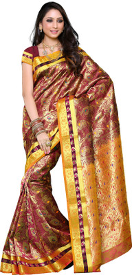 Mimosa Woven Kanjivaram Art Silk Saree(Pink), Rani