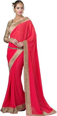 

Manthan Embroidered Daily Wear Georgette Saree(Red), Coral red