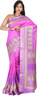 

Kanheyas Printed Fashion Handloom Art Silk Saree(Multicolor), Purple multicolor