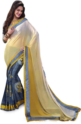 

Indianbeauty Self Design, Printed Fashion Pure Georgette Saree(Beige, Blue)