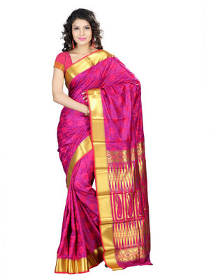 

Parisha Printed Daily Wear Art Silk Saree(Pink, Yellow), Pink & gold