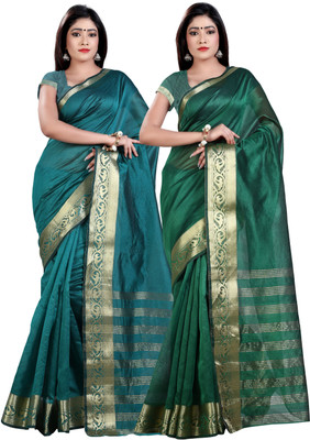 

Weavedeal Solid Banarasi Chanderi Saree(Pack of 2, Multicolor)