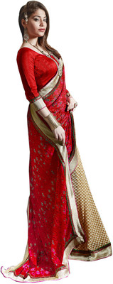 

Vandv Shop Printed Fashion Handloom Georgette Saree(Red), Maroon;red