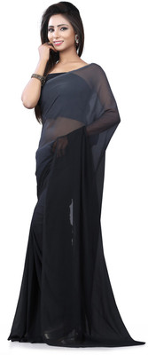 

Lovelylook Solid Fashion Georgette Saree(Black), Grey & black
