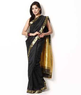 AVR FASHIONS Printed Daily Wear Art Silk Saree(Black)
