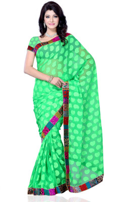 

JTInternational Self Design Fashion Jacquard Saree(Green)