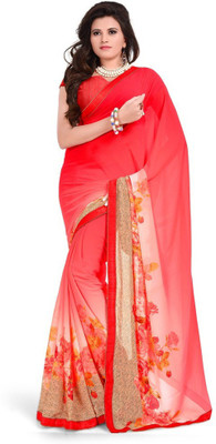

Desi Look Floral Print Daily Wear Georgette Saree(Pink)