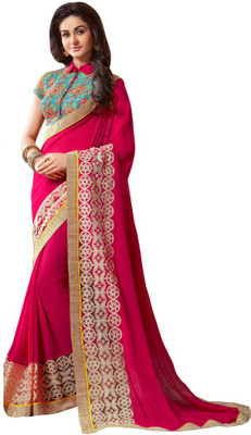 

Parisha Embroidered Fashion Georgette Saree(Pink)